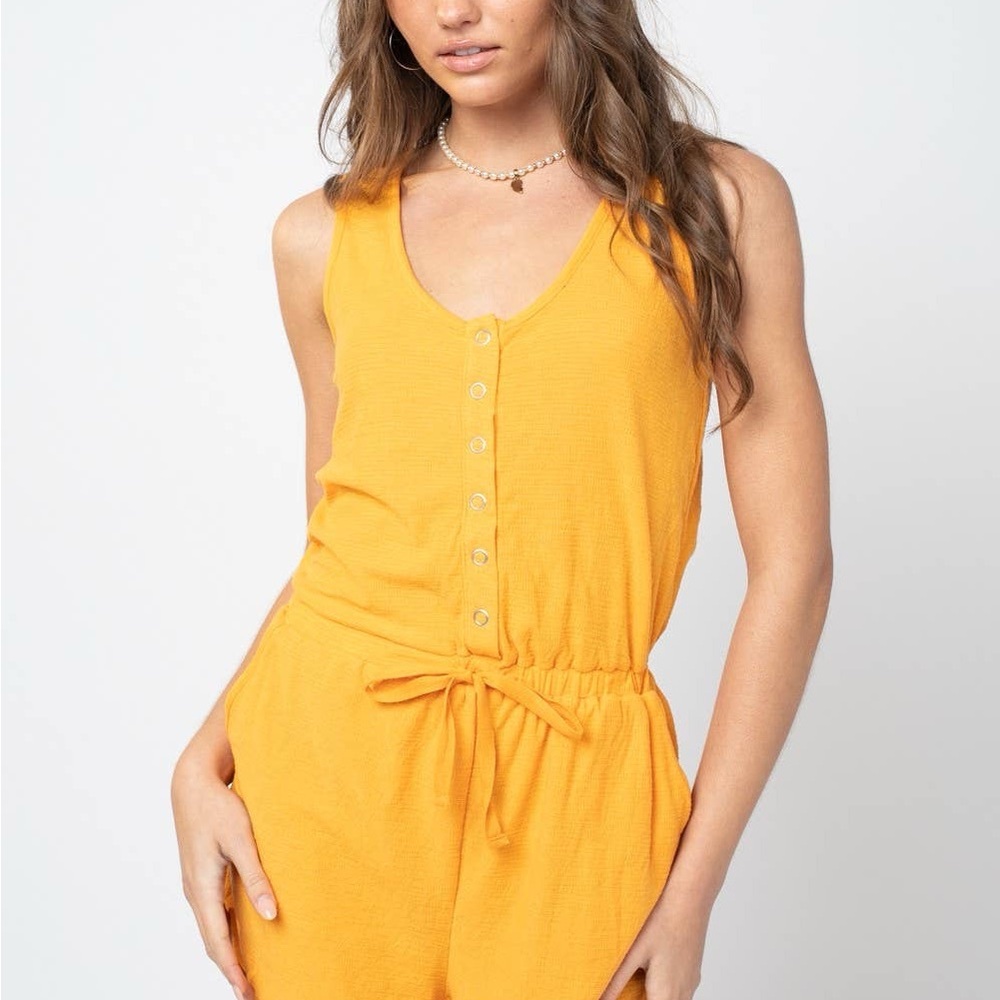 Metal snap button down romper